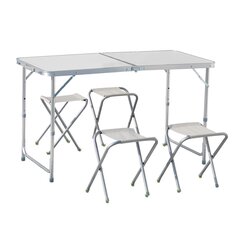 NEW CAMP Apella Folding Table with 4 Benches Set, Πτυσσόμενο Τραπέζι Αλουμινίου για Camping με Καρεκλάκια, NEW-186