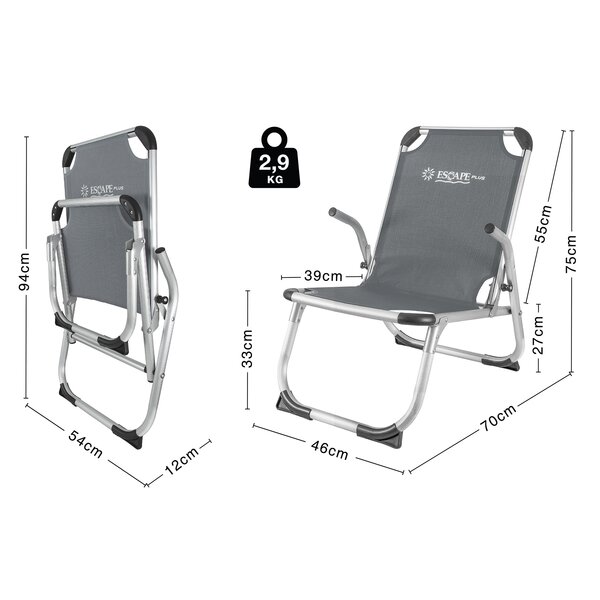 Καρεκλάκι Παραλίας Escape Plus Γκρι 15615
