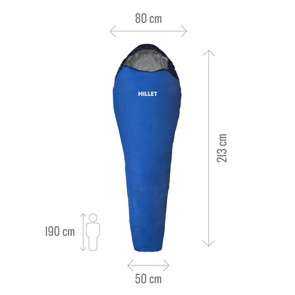 MILLET Active 600G Sleeping Bag, Καλοκαιρινός Υπνόσακος με Φερμουάρ Αριστερά (G), MIC1168-N8599L /Azur Blue