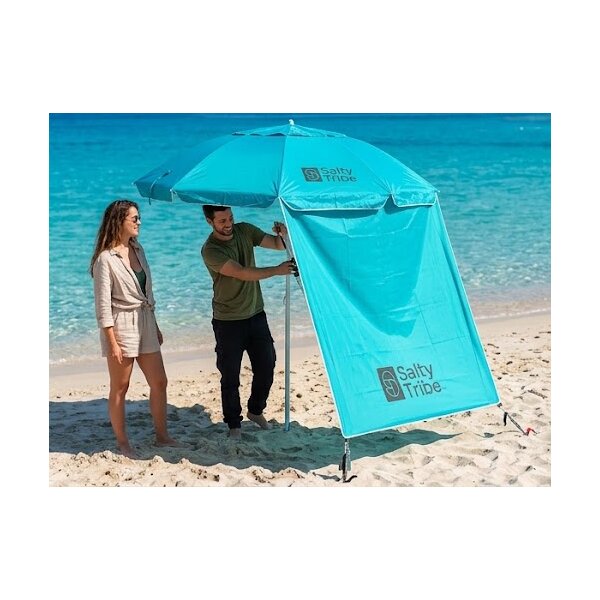 SALTY TRIBE Ionians Blackout 2.2m with Shade Extension, Ομπρέλα Παραλίας με Τέντα Προέκτασης, TRI-109  /Ocean Teal