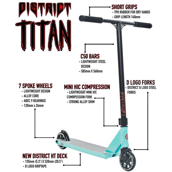 District Titan Πατίνι - Powder Μπλε/μαύρο